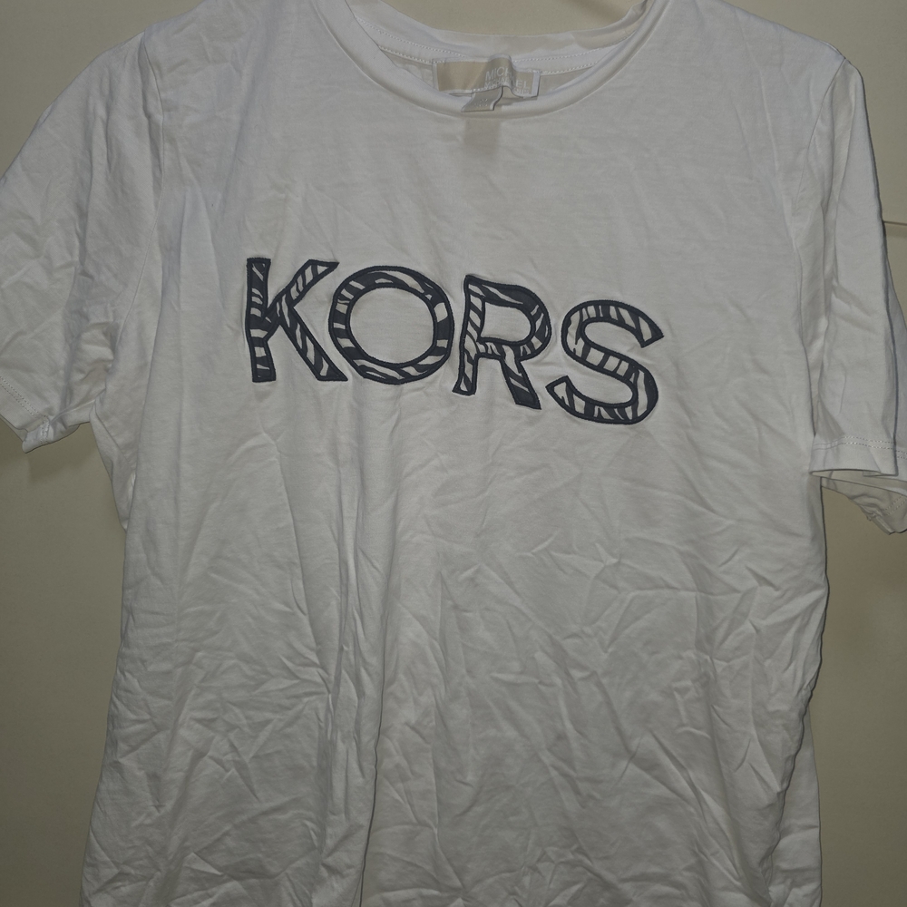 Michael Kors White Tee with Navy KORS Logo